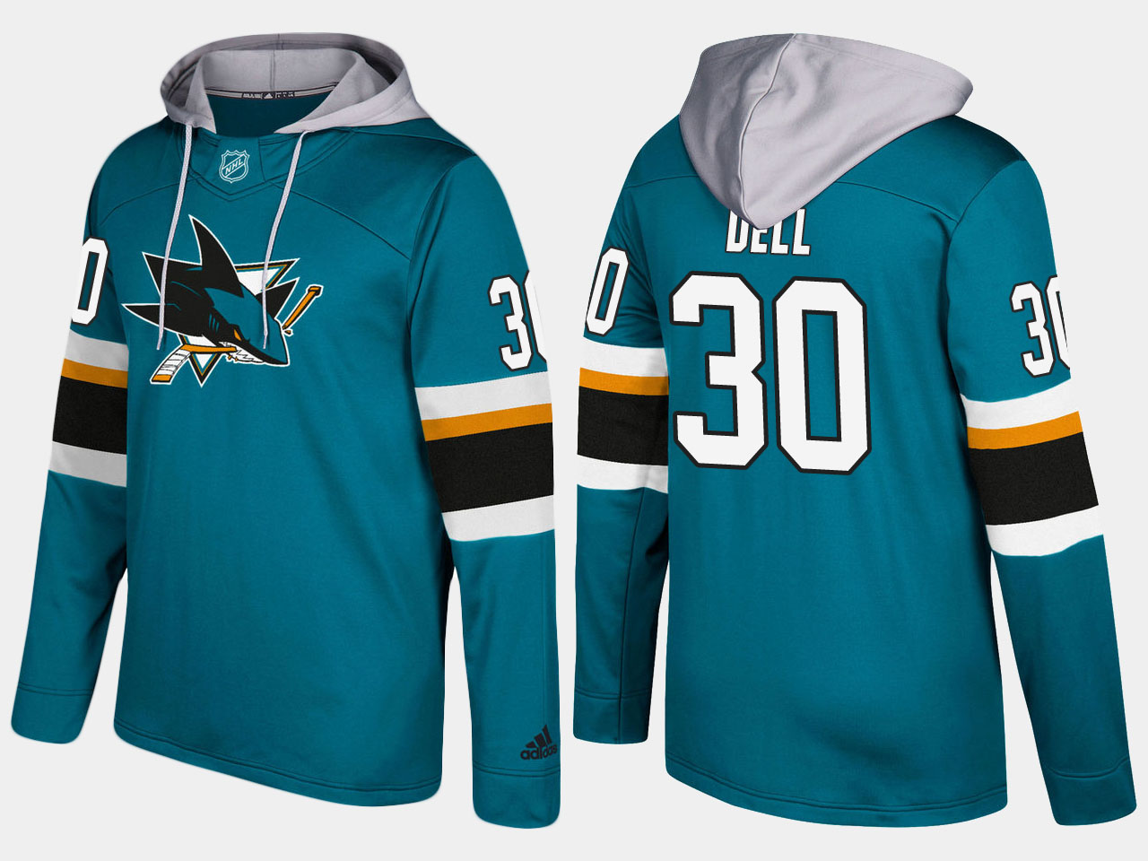 NHL Men San Jose sharks 30 aaron dell blue hoodie